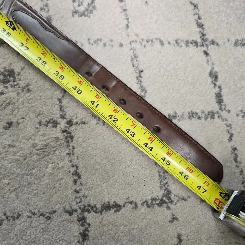 3D Belt Men's 42 Brown Genuine Leather Silver Tone Tooled Buckle Western Cowboy